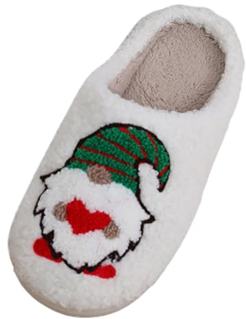 Generisch Pantuflas de casa de piel de cordero para mujer, zapatillas de casa de campana, divertidas zapatillas cerradas, Blanco, 41 EU