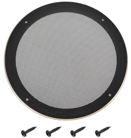 QUARKZMAN 8 Lautsprechergitter Metallisches Lautsprechergitter Subwoofer Gitterschutz Mit Goldfarbenem ABS Kunststoffrahmen Für Car Audio Zubehör Mit 4 Schrauben Schwarz