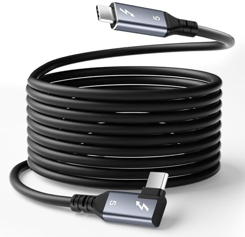 Lizoak USB C to USB C Cable 2m, Thunderbolt 5 Cable, 240W USB 5 Right Angle, 90 Degree, 80Gbps Data, 8K@60Hz, USB C Display Cable Compatible for Thunderbolt 4/3, Phone, Pad, Tablet, Monitor