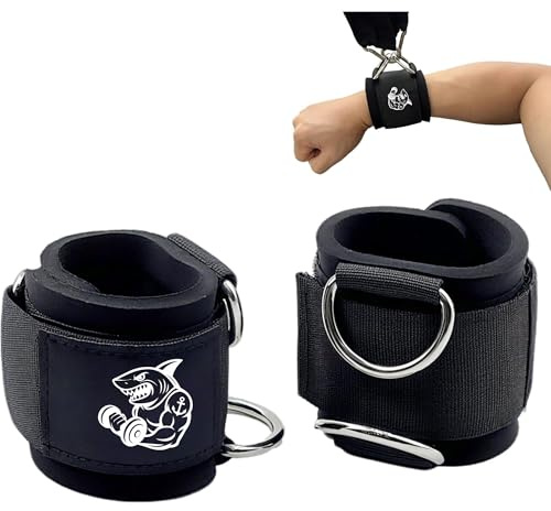 Polsiere Con Gancio Per Cavi Palestra. Muñequeras Gym Per Polea Ideali Per Allenamento Spalle E Tricipiti, Accessori Da Palestra Con Moschettoni Inclusi. Fasce da polso per fitness