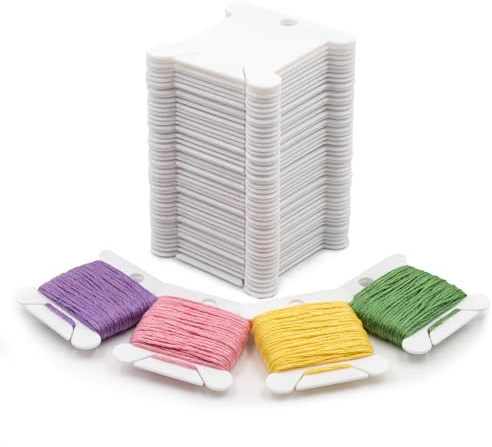 TLDBATICE 300 Stück Stickgarn Aufbewahrung, Garnspulen Karten Kreuzstich Stickerei Organizer Bobbins für DIY Nähen Basteln, Beschriftbar Kunststoff Stickgarn Organisierer Set