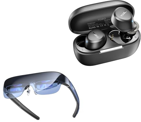 TOZO A1 Wireless Earbuds, Bluetooth 5.3 Earphones V1 AR Glasses with 1800-Nit Ultra-Bright Display