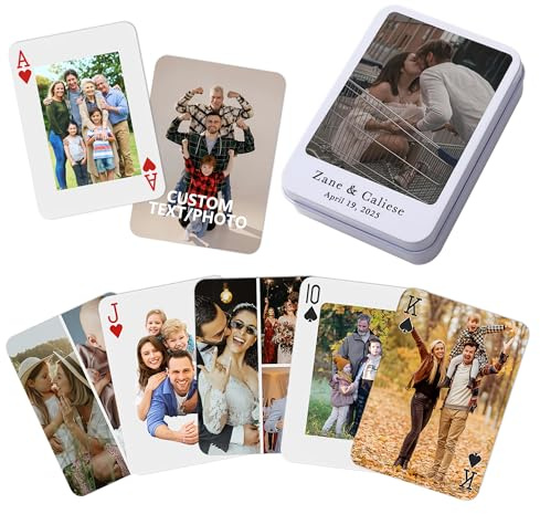 HCLRIU Carte da Gioco Personalizzate con Foto, Carta Poker Personalizzata con Foto, Carte da Gioco Personalizzabile Stampata Fronte Retro, Regali per Matrimoni, Feste, Anniversari, Natale (Stile 3)