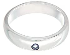 Silberketten Store Taufring mit synthetischem Saphir - 925 Silber