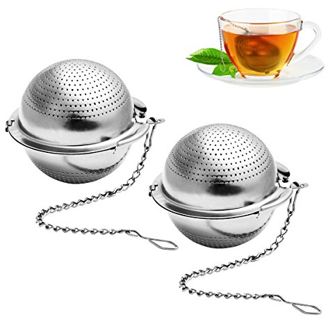 2 Pack Tea Strainer 5.5cm Tea Ball Infuser Ultra Fine 304 Stainless Steel Tea Filter for Loose Leaf Tea and Mulling Spices
