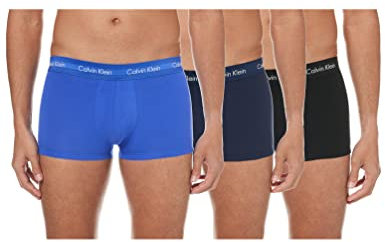 Calvin Klein Calzoncillos bóxer Hombre Pack de 3 Low Rise Trunks Ropa Interior, Multicolor (Black/Blueshadow/Cobaltwater DTM WB), XS