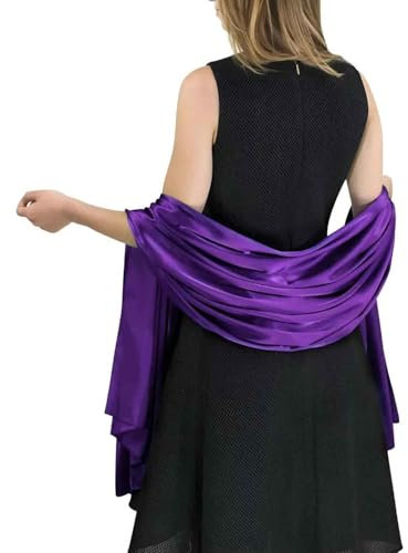 Basic Sense Satin Shawl for Weddings and Parties – Luxurious Fabric with Perfect Hemming, Purple