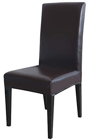 Morbuy Stuhlhussen Stretch Beschützer Stuhlbezug Stuhlüberzug, Moderne Universal PU Elastische Spannbezug Hochzeit Weihnachten Partys Bankett Hotel Dekor (1 Stück,Vintage braun)