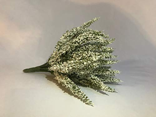 mucplants Kunstblume Erika Calluna Creme auf Steckstab, künstliches Heidekraut, 28 cm, 24 Blütenstiele, Herbstblume