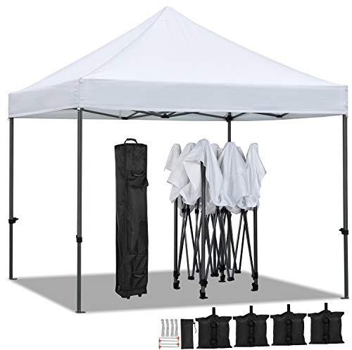 Yaheetech Carpa Plegable 3 X 3 Altura Ajustable de 323-341 cm con 4 Bolsas Toldo Impermeable para Jardín Camping Gazebo Plaza Festival Exterior Blanco