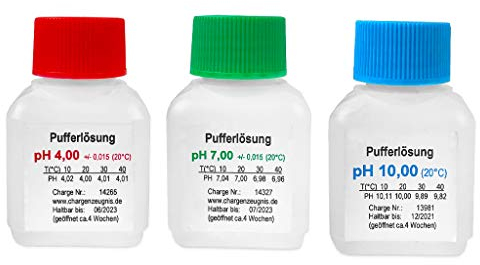 well2wellness® Pufferlösung-Set mit pH 4,00 rot, pH 7,00 grün und pH 10,00 blau - Pufferlösung je 50ml