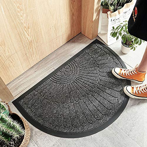 SDINAZ Fußabtreter Halbrund 90 X 60 / Fußmatte Außenbereich/Fußmatten Innenbereich Waschbar rutschfest/Fußabtreter Haustür Außen/Fußmatten Innenbereich/Fußmatte Schmutzfänger 60 X 90 Dunkelgrau
