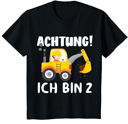 Kinder 2. Geburtstag Jungen 2 Jahre Bagger Baustelle Geburtstags T-Shirt