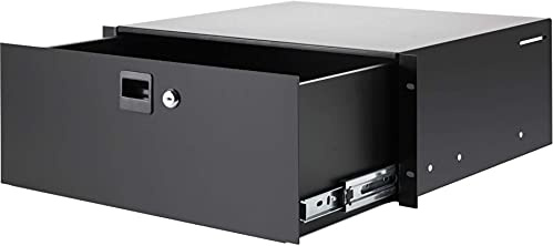 Adam Hall PROFI 4 HE 19 Rackschublade 87404 Stahl, schwarz, Snaplock, abschließbar, Rack Schublade (4 HE PROFI Rackschublade Stahl)
