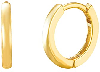 Brandlinger ® Ohrringe Silber 925. Basic Creolen groß oder klein. Schmuck Damen vergoldet mit 18 Karat (Silber und Gold) für Frauen und Mädchen. Durchmesser der Hoops 12,5 oder 20mm. (Gold klein)