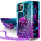 Silverback for iPhone 13 Pro Max Case, Moving Liquid Holographic Glitter Sparkly Case With Kickstand, Girls Women Bling Diamond Ring Shockproof Protective Cover for iPhone 13 Pro Max 6.7 -Purple
