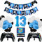 KABAHTOY 13th Birthday Decorations for Boys, Gaming Party Decorations, Game Controller Balloons and Blue Black White Balloons, HAPPY BIRTHDAY GAME ON Banner, Gaming Balloons for Boys