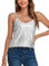 VIDUSSA Damen Funkelnde Tops Ärmellose Camisole Tank Tops Pailletten V-Ausschnitt Oberteile Shirt Blusen Silber M