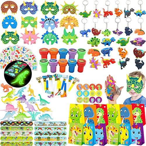 HIQE-FL 118 Pezzi Gadget Compleanno Bambini Dinosauri,Compleanno Pignatta,Bambini Regalini Fine Festa,Sacchetto Regalo Dinosauri,Dinosauro Festa Giocattolo