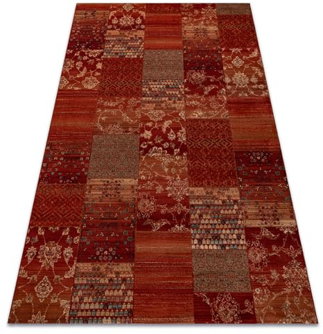rugsx Wollteppich KASHQAI 4327 300 Patchwork Rotwein 67x130 cm