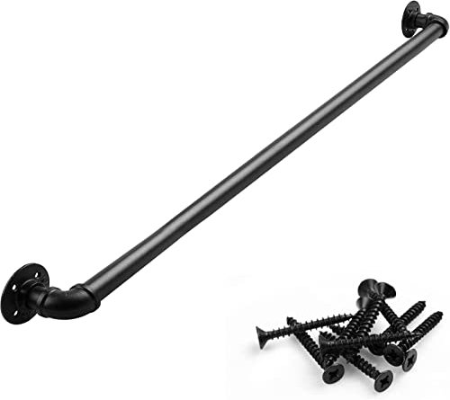 Handlauf Treppe Geländer Treppengeländer Innen Handlauf-Kit Für Industrietreppen, Behinderte/ Schwangere/ Ältere Sicherheitstreppengeländer, Für Villa Porch Hotel Dusche, Schwarzes Rundes Geländer An