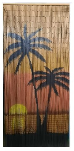 Sunset Palm Tree Beaded Curtains for Doorways, Door Beads Curtains, Hanging Curtain 35.5 x 78