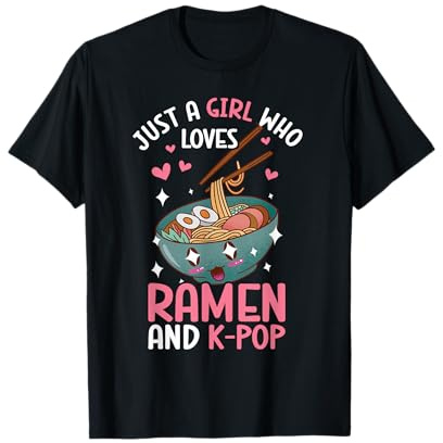 Just A Girl Who Loves Ramen And K-Pop Grafik für Teenager-Mädchen T-Shirt