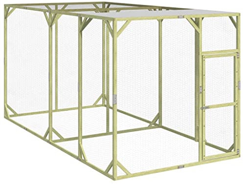 HOMIUSE HüHnerstall 2x4x2 m HüHnerstall Winterfest Meerschweinchen Haus KleintierkäFig Chicken Run HüHnerhaus Winterfest Enten, GäNse, Kaninchen, Streunende Katzen Massivholz Kiefer Imprägniert