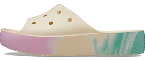Crocs Mujer Classic Platform Slide Sin cordones, Vanilla/Multi, 41/42 EU
