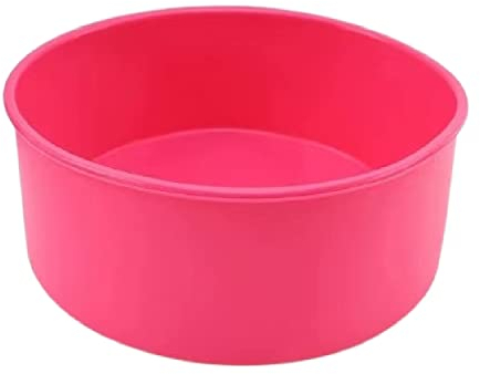WATAWATA 6 Inch Silicone Cake Tins Cake Moulds Reusable Baking Cases Muffin Molds Cups Trays for Air Fryer of Muffins Puddings Bread (Red, 6 inch)