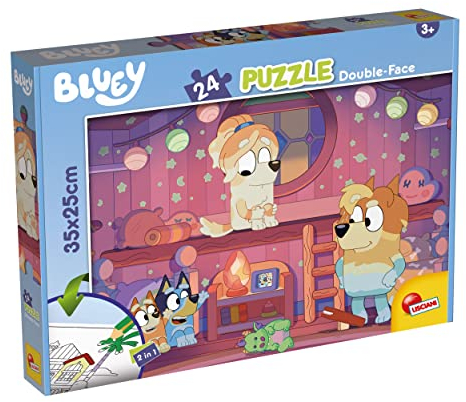 Lisciani - Bluey - Rompecabezas de Doble Cara - 24 Piezas - Estimula la Creatividad, la Imaginación, la Curiosidad y el Sentido de la Observación - Rompecabezas para Colorear - A partir de 3 años