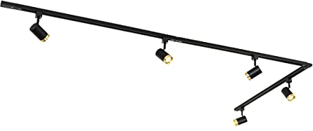 Qazqa jeana - Système sur rail spot luminaire plafond, plafonnier compatible pour led - 5 lumière - L 300 cm - Noir et Or - Moderne - éclairage intérieur - Salon I Chambre