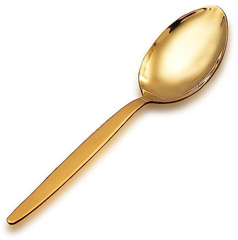 BNAZIND Kunz Spoons - Cuchara dorada para servir de acero inoxidable 18/10 de titanio dorado brillante, cucharas chapadas, cucharas de chef diarias, cuchara quenelle, apta para lavavajillas