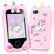 Téléphone pour filles et garçons de 3 à 10 ans, jouets de Noël, d'anniversaire, téléphone portable d'apprentissage à écran tactile avec double caméra, jeu, lecteur de musique, carte SD de 8 Go (rose)