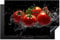 KitchenYeah© Herdabdeckplatte Einteilig Abdeckplatten Cerankochfeld Abdeckung Ceranfeld Herdplattenabdeckung Induktionsmatte Tomaten - Schwarz - Wasser - Rot - Gemüse - 80x52 cm