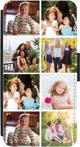 Unique Gifts House Ltd Personalised Phone Case for iPhone 15 Plus Custom Leather Flip Wallet Case Any Photo Printed Eight Photos Anti Drop Personalised Case