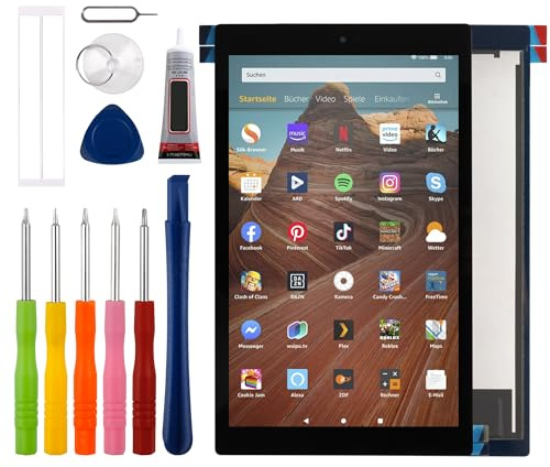 Duotipa Neue LCD Touch Screen Digitizer Assembly für Amazon Kindle Fire HD 10 9th 2019 LCD Diaplay für M2V3R5 mit technischen Reparatur Tools Kit.-Schwarz