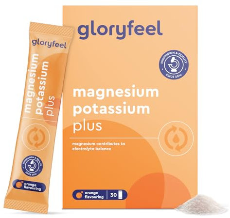 Magnesio y Potasio + Vitaminas - 30 Sobres - Sales minerales para el deporte - Equilibrio electrolítico, Energía, Función muscular, Reduce el Cansancio* - Vitamina C, B12, B1 y B2 - Sabor NARANJA