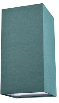 Contemporary and Stylish Forest Green Linen Fabric Tall Rectangular Lamp Shade for Pendant or Table Lamp Base - 25cm Height - 40w Maximum - Suitable for The Home or Business by Happy Homewares