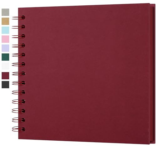 Fotoalbum zum Selbstgestalten, Scrapbook Fotobuch zum Einkleben 18 x 18 cm 40 Seiten, Archivqualität säurefrei DIY Geschenk für Baby, Familie, Jahrestag, Geburtstag, Valentinstag und Hochzeit, Rot