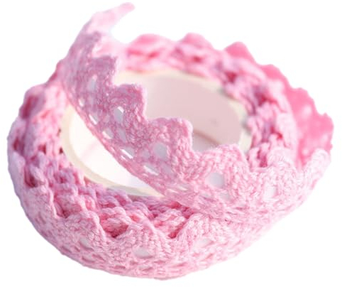 3 Rollen 2 Yards x 16mm Selbstklebende Spitzenband Baumwolle Spitze Stoff Spitzenbordüre Spitzenborte Dekoband Zierband für DIY Handwerk Hochzeit Geburtstag Geschenkbox Scrapbook,Rosa