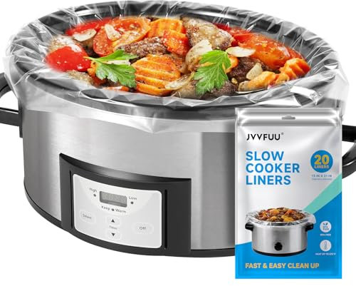 JVVFUU Sacchetti per cottura lenta, 3-8 litri, grandi dimensioni 33 x 53,3 cm, sacchetti usa e getta ovali grandi per pentole di coccio, 20 fodere
