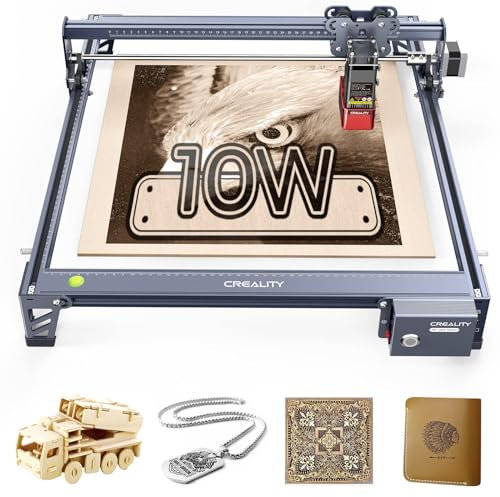 Creality 10W Laser Graviermaschine, Laser Cutter Lasergravur Maschine mit 0,06mm hoher Präzision, 10000mm/min Geschwindigkeit für Holz, Acryl, Leder, Gravurbereich 400 x 415 mm