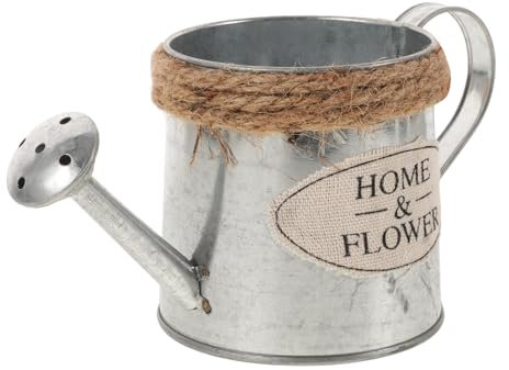 Happyyami Regadera De Vintage Pequeña Tetera Decorativa De Metal Galvanizado Jarrón Soporte De Flores Francés Vintage Jarra Rústica para Riego De Plantas