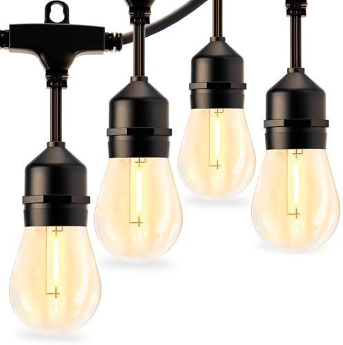 Svater S14 Festoon Lights Outdoor 38M-IP65 Waterproof Connectable String Lights with 1W E27 Shatterproof LED Bulb, Garden Light Main Powered Heavy Duty Garden & Patio Lighting