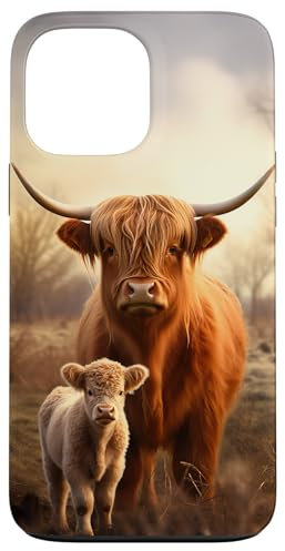 Highland Cow and Calf Portrait Case for iPhone 13 Pro Max