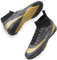 VTASQ Scarpe da Calcio Uomo All'aperto Sportivo Erba Tacchetti Teenager Adulto Training Alte Scarpe da Calcetto Spike Professionale Scarpe da Allenamento Unisex Nero/Oro 43 EU
