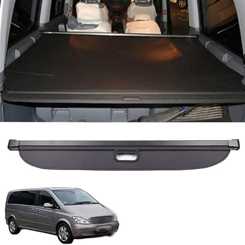 SBFGH Einziehbarer Auto Laderaumabdeckung für Benz V Class Viano Vito 2010-2020, Ausziehbar Auto Kofferraumabdeckung Cargo Cover Rollo Ersatz Hinterer Paket Regal