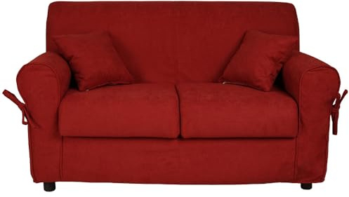 Liberoshopping Divano sfoderabile 2 posti in tessuto imbottito con braccioli larghezza 150 cm (Bordeaux)