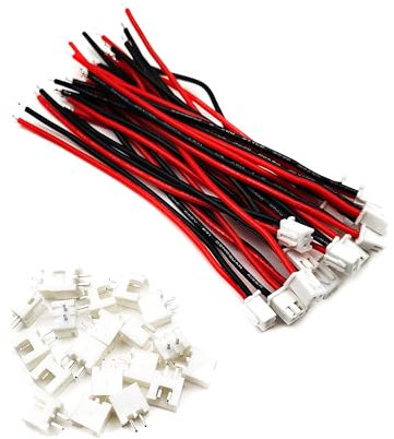 Lot de 20 mini Micro JST-XH 2,54 mm avec connecteur 2 broches avec câble en silicone de 10 cm et prise femelle